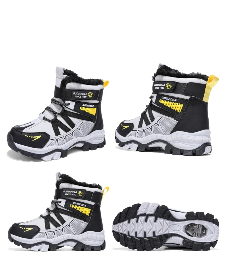 Kinder Outdoor Schneestiefel Winter Mode High-Top Warme Plüsch-Wanderschuhe Bequeme Rutschfeste Wanderschuhe Jungen Outdoor-Sneaker – Detail 17