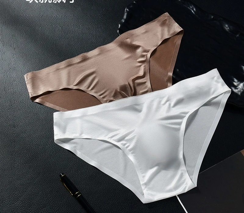 Men's Ice Silk Bikini Briefs 3D U-convex Low Rise Seamless Breathable Underwear High Elastic Comfort Ultra-thin Slim Fit Panties