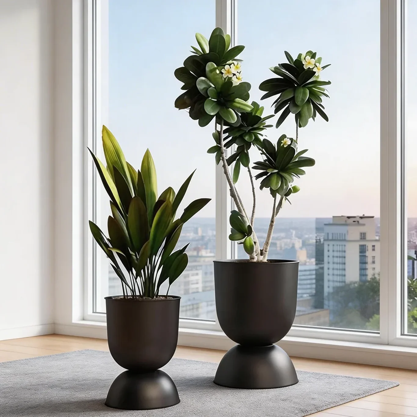 Nordic Hourglass Metal Planter,Matte Black Flower Pot,Modern Indoor Floor Plant Holder for Home Living Room Balcony Office Decor