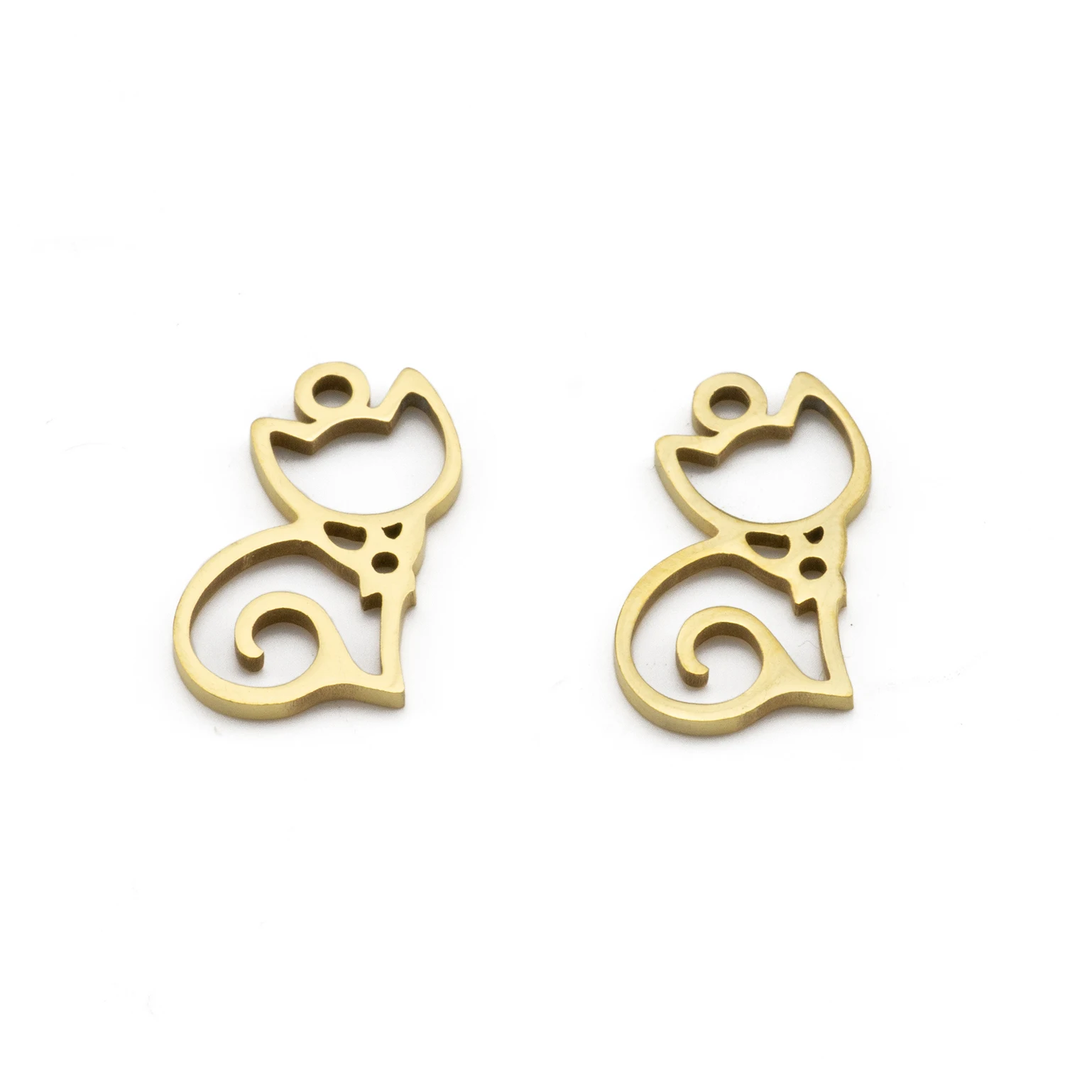 

5Pcs Stainless Steel Gold Plated Cat Charms Pendants For Diy Earrings Necklace Bracelet Jewelry Making