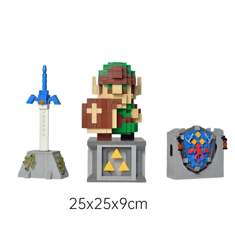 Hot Game Accessories Link Square Head Figures Building Blocks MOC Zeldaed Master Sword And Hyrule Shield Model Kids Toy Gift