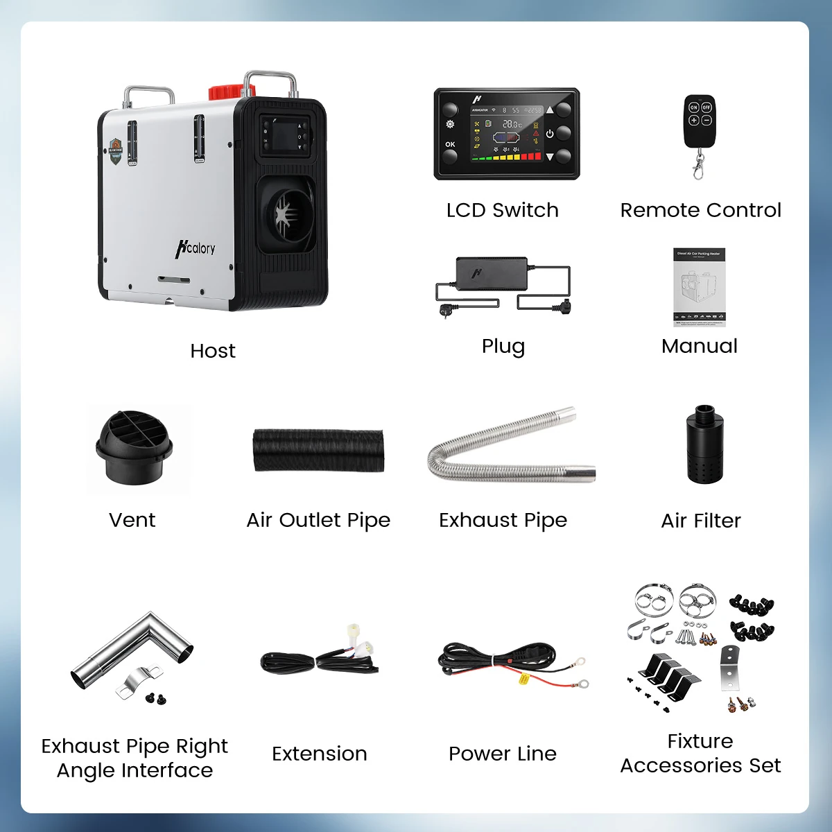 Hcalory HBS2 3.5L 8KW Diesel Parking Heater with Automatic Start and Stop 2500/5000M Plateau Mode Bluetooth/Remote/LCD Intelligent Control 12V/24V/220-240V for Truck RV Trailer Van Boat Tent