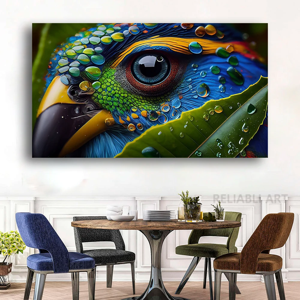 Tropical Macaw Perched Canvas Painting Animal Colorful Feathers in Focus Posters and Prints for Living Room Decoration Cuadros