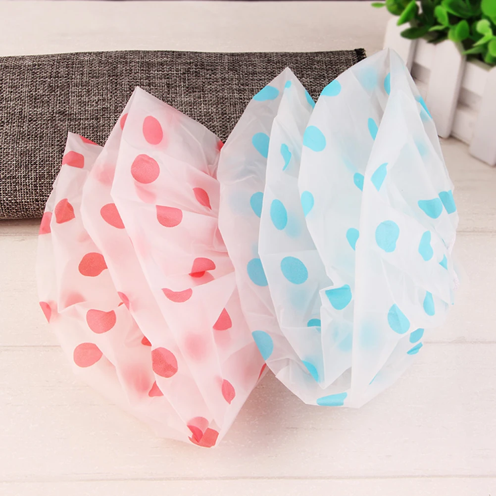

8Pcs Waterproof Shower Cap Cute Pink Adults Kids Size Bath Hat Bathroom Hair Protection Spa Foldable Travel Accessories