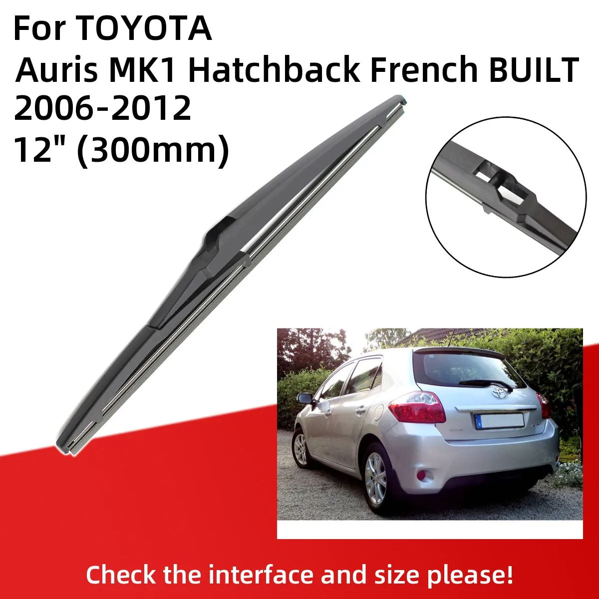 For TOYOTA Auris MK1 Hatchback French BUILT 2006-2012 Front Rear Wiper Blades Brushes Cutter Accessories J Hook 2008 2009 2010