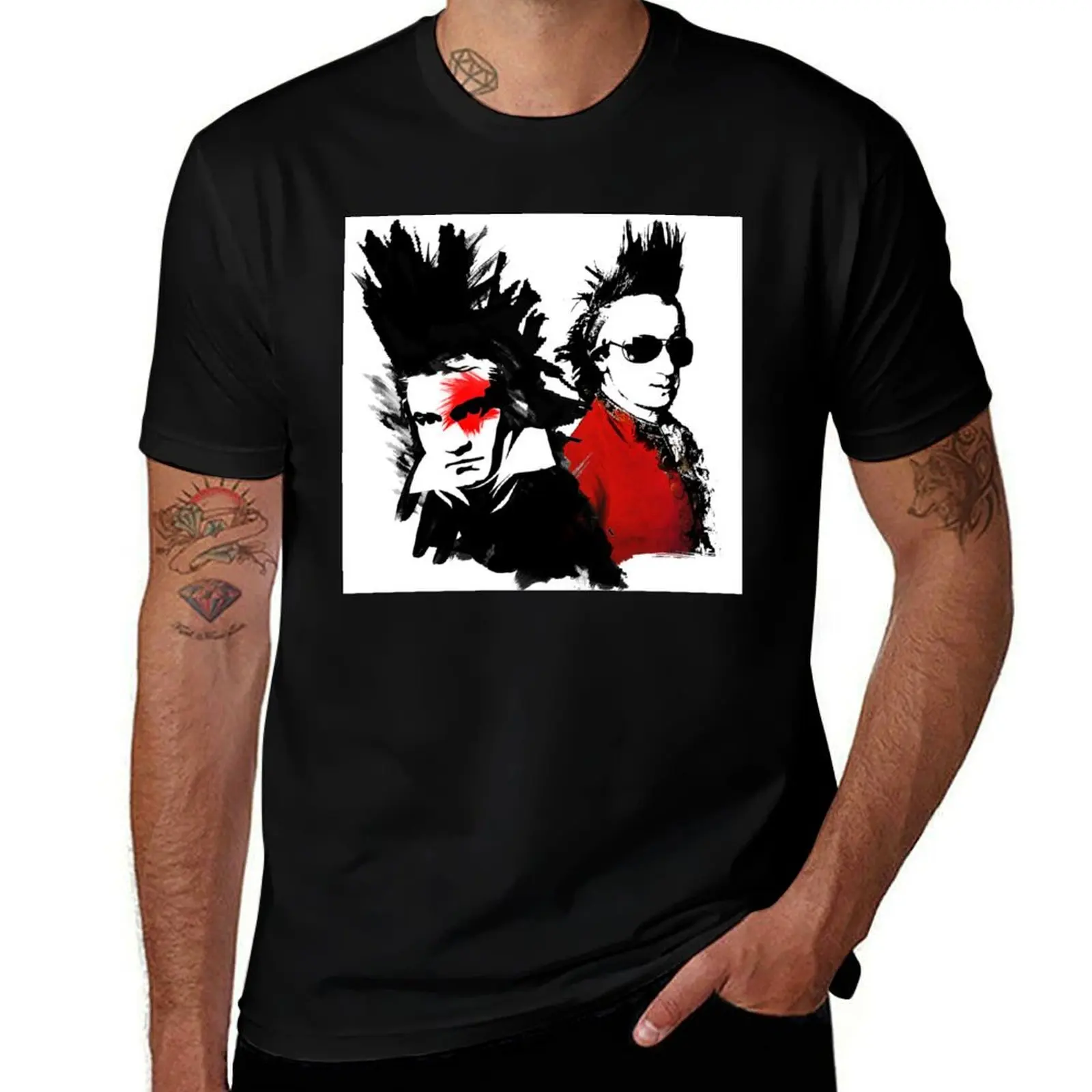 

Beethoven Mozart Punk T-Shirt vintage anime shirt rapper graphic tees basketball graphic tees sublime funny t shirts for men