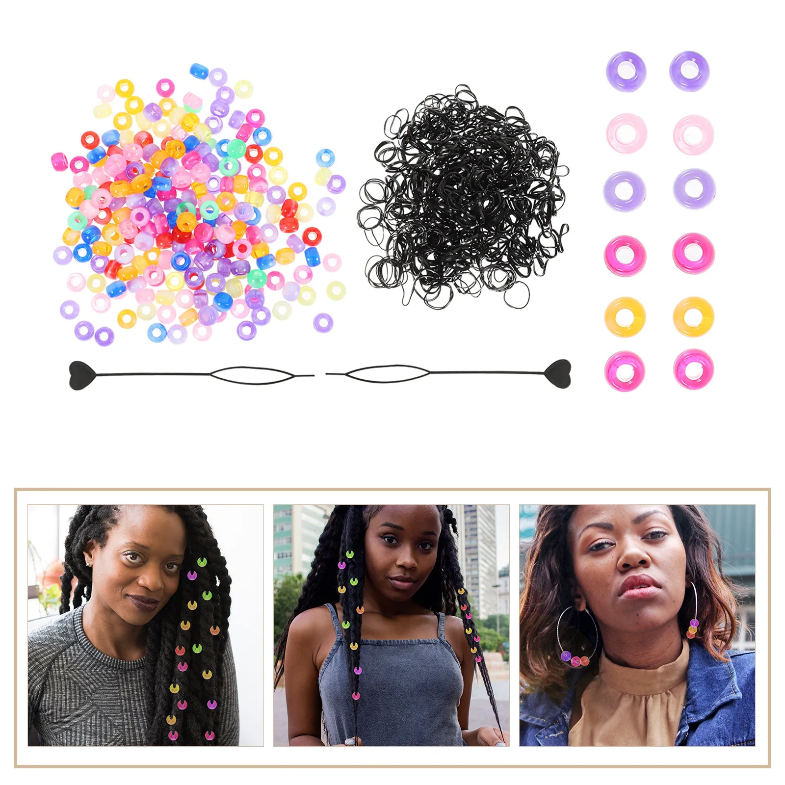 

1 Set Of Bucket Beads For Wigs Dreadlock Hair Beads Resin Diy Braiding Rings Accessories For Hair Braids Jewelry Craft Tools