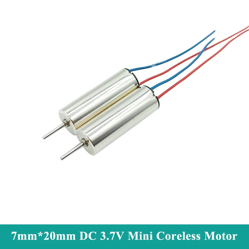 2PCS 0720 Mini 7mm*20mm Coreless Motor DC 3.7V 47000RPM High Speed Small Hollow Cup Engine DIY RC Drone Aircraft Hobby Toy Model