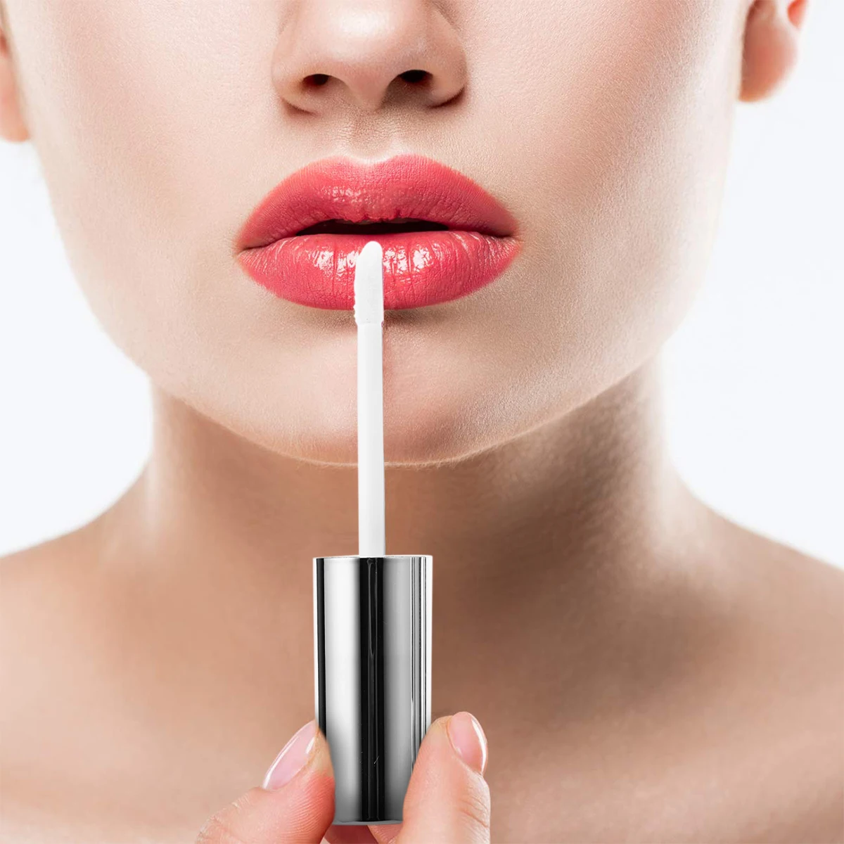 

10 Pcs Lip Gloss Bottle Empty Lipstick Tube Containers Fashionable Beautiful Silver Hollow Personalized Safe Lightweight Non