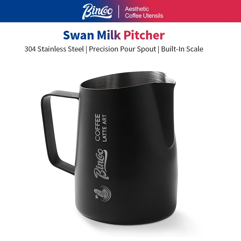 

Bincoo Espresso Milk Frothing Pitcher 300ML/450ML Wide Belly Latte Art Cup with Measurement Marks Thickened Stainless Steel