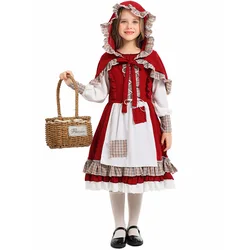 Kids Child Girls Little Red Riding Hood Costume Game Uniform Cosplay Halloween Fancy Dress
