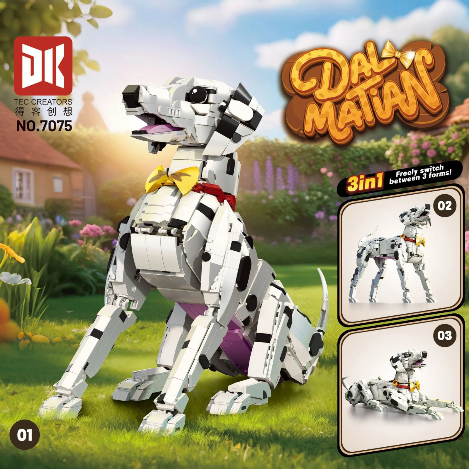 

DK7075 1869PCS Dalmatian Model Building Block 3 IN 1 Animal Series DIY Small Particles Bricks Ornaments Toys Kid Birthday Gifts
