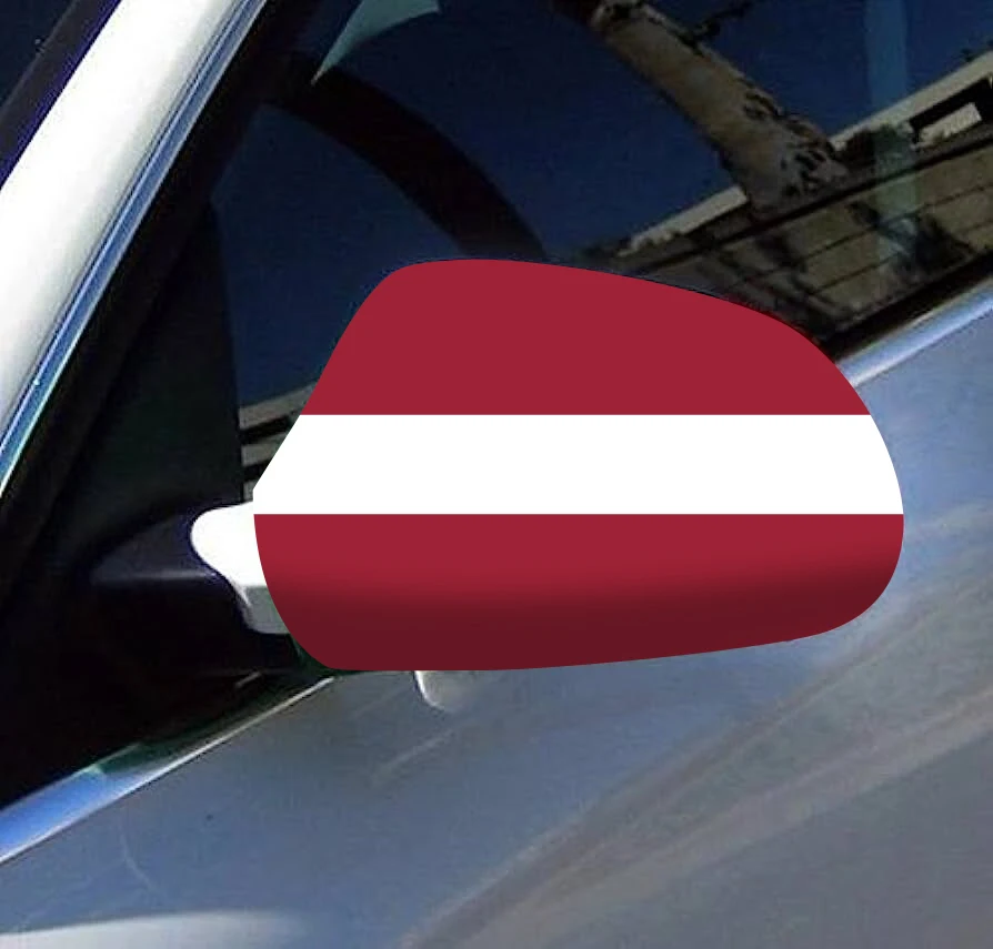 

Directly Delivery 2 Pcs Free Size Four-way stretch fabric Latvia Flags Car Mirror Cover