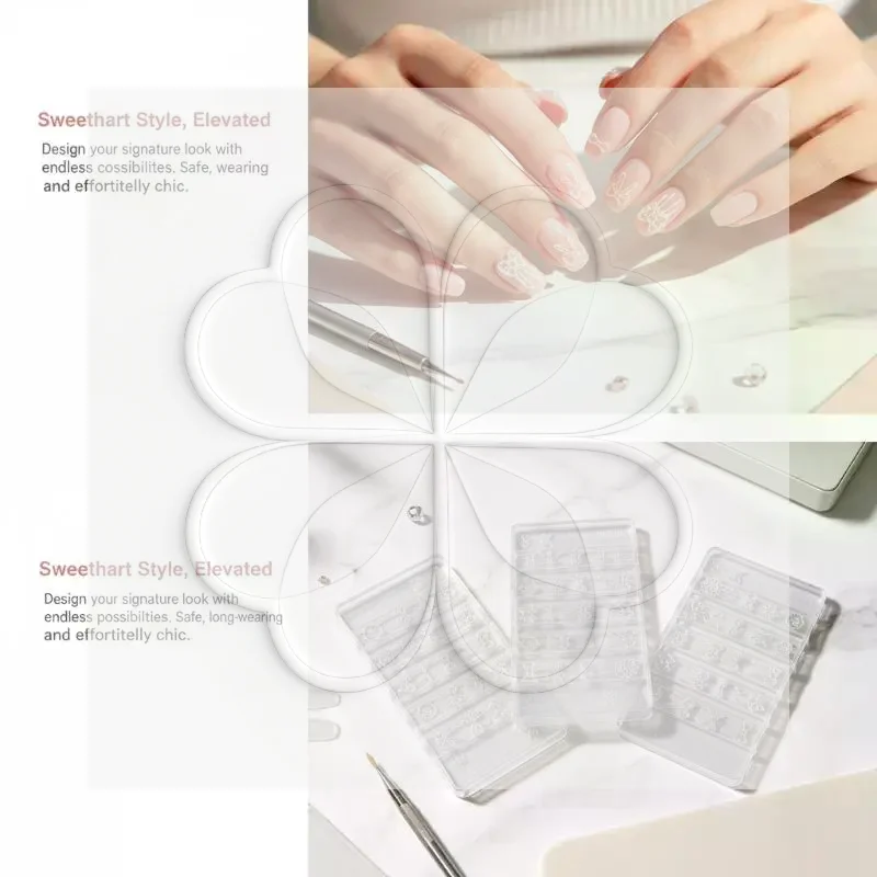 Cute Bow Silicone Nail Art Molds 3D Gel Carving Printing Stencils Soft Durable for Professional Nail Studio DIY Nail Lovers