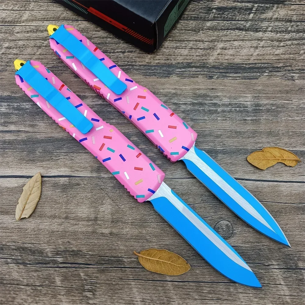 MICRO Folding Pocket Knife D2 Blade Aluminium Alloy Pink Handle Outdoor Camping Cutting Kitchen Fruit Survival Multitool Knives