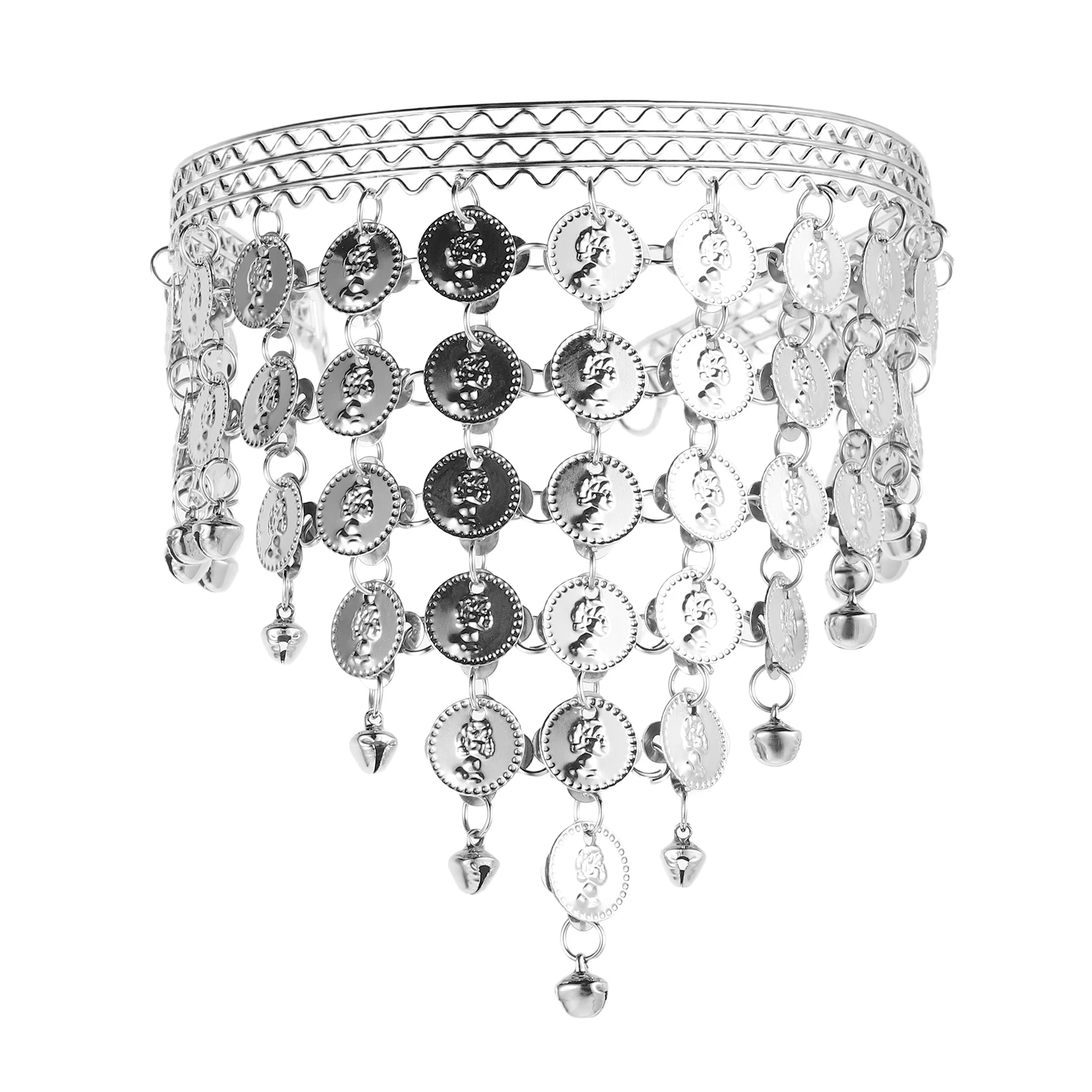 

1pc Indian Dance Headdress Silver Head Ornament Belly Dancer Accessories Reusable Indian Hair forehead headpiece indain yoga