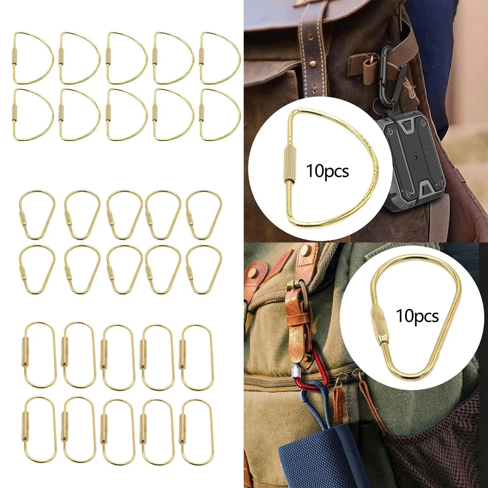 

Screw Lock Clips Keychain Ring Gold Carabiner Clip Durable Pocket Key Holder for Outdoor Travel