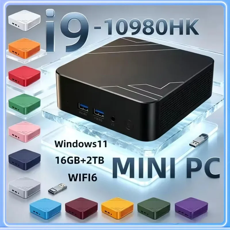MINI PC Intel Core I9 10980HK Windows 11 16GB RAM 1TB 2TB SSD WIFI 6 BT5.2 4K HD Mini Gaming Office Study Pc Hot Sale