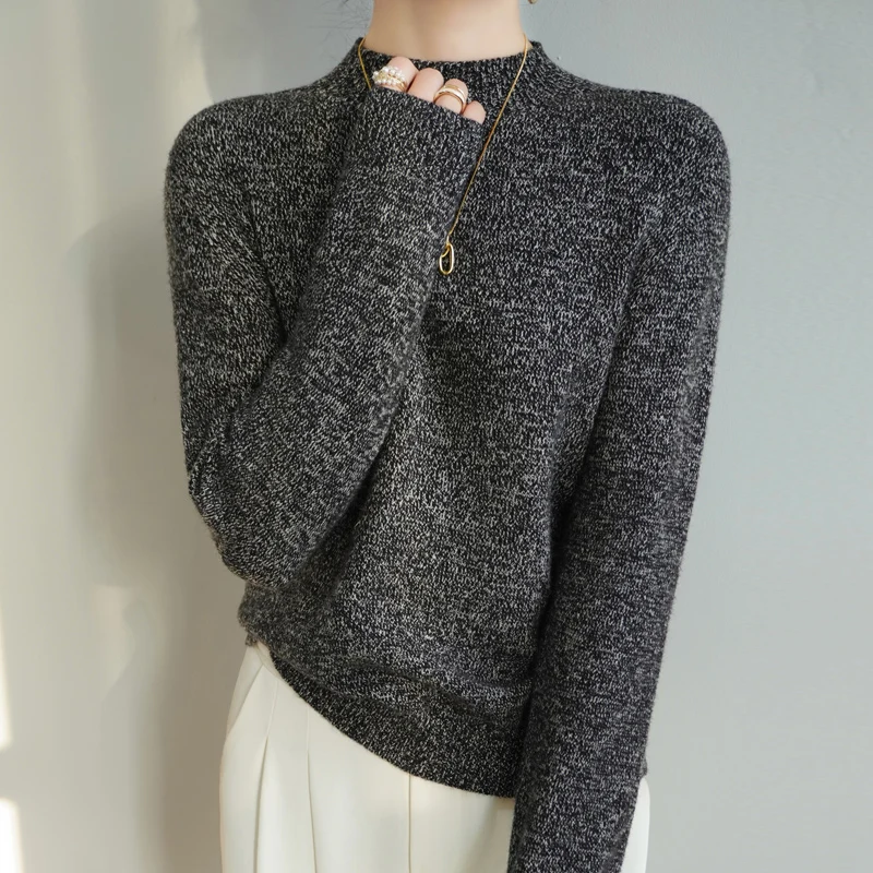 100% Merino ขนสัตว์เสื้อกันหนาวผู้หญิงถักเสื้อกันหนาวคอยาวแขนยาวฤดูใบไม้ร่วงฤดูหนาวเสื้อผ้าจัมเปอร์เสื้อ