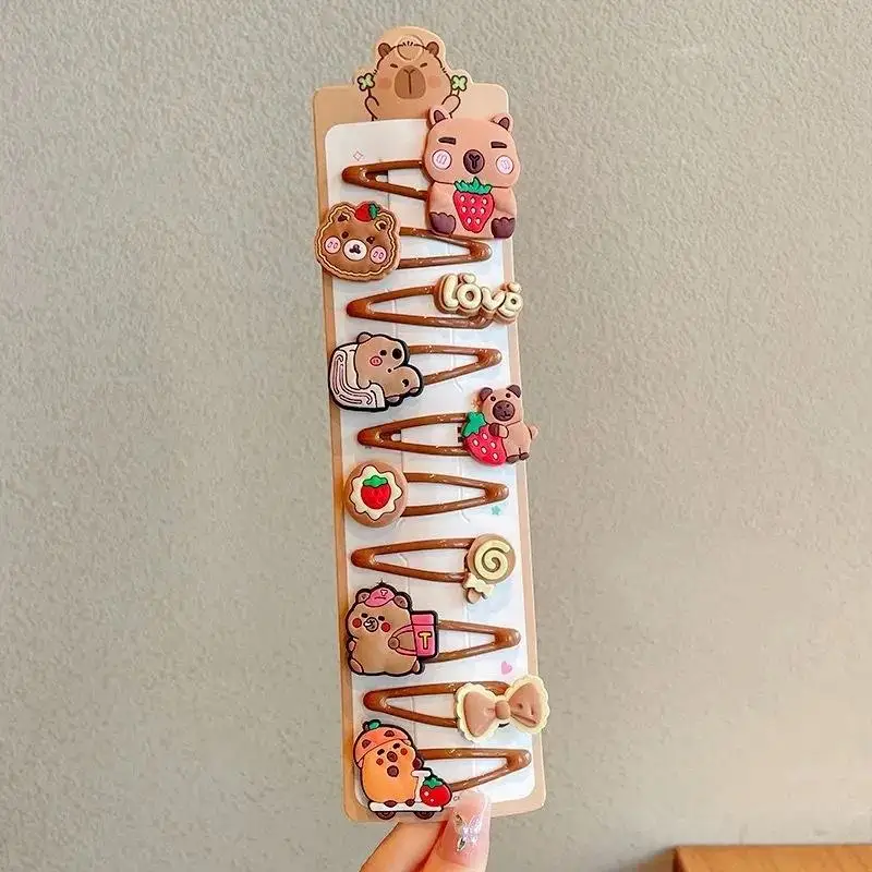 مجموعة مكونة من 10 شرائح شعر صغيرة شفافة على شكل كابيبارا للفتيات والنساء، زينة شعر للأطفال، مشبك غرة جانبي #3