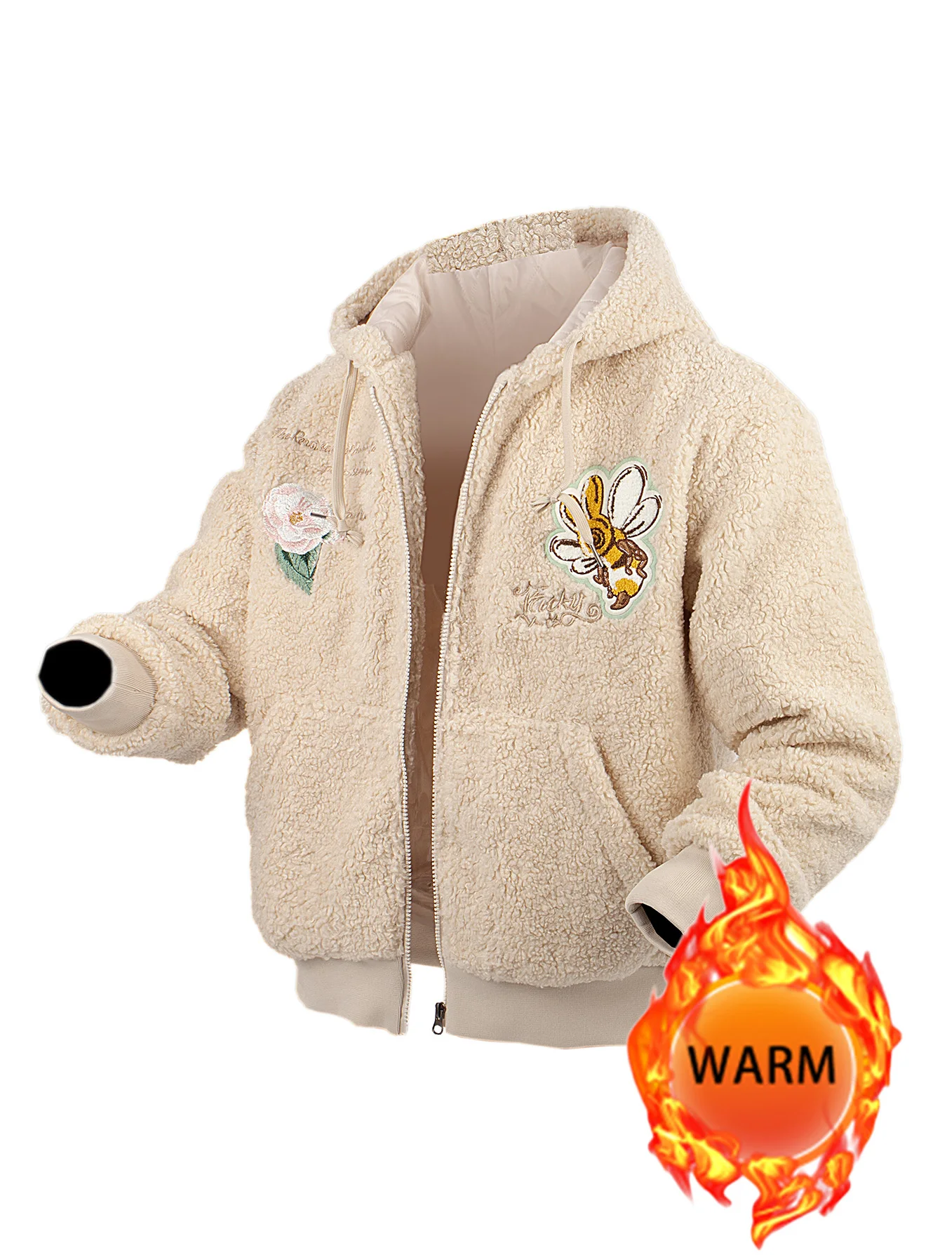 

Women's Hooded Fleece Zipper Jacket Thickened Warm Autumn & Winter Outerwear with Pockets Casual Trendy Daily Embroidery Unisex