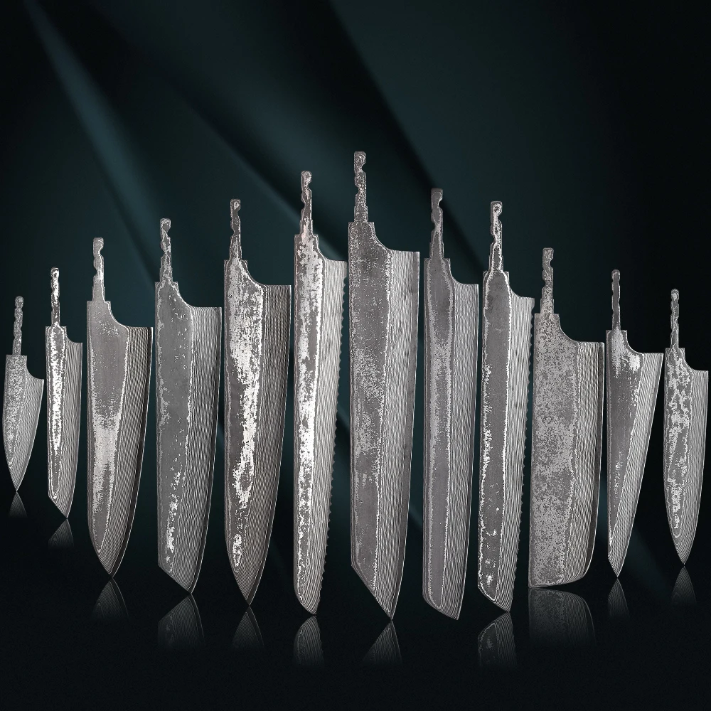 F.YOUNG DIY 67 Layer Damascus Steel Japanese Kitchen Chef Knife Blank Blade Full Tang Integral Handmade Sharp Edges Making Tools