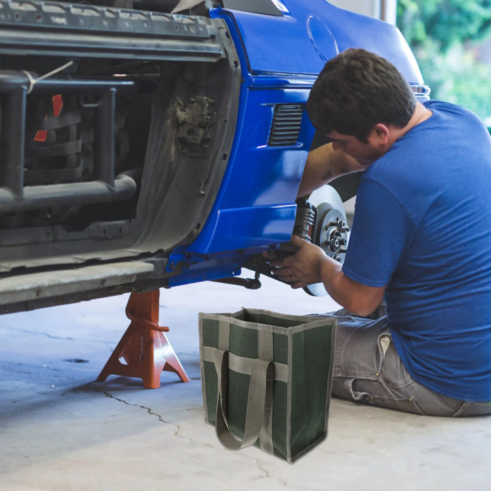 

Сверхбольшая холщовая сумка для инструментов 35x17x17 см с широким открытым верхом, усиленными ручками и прочными молниями для строителей