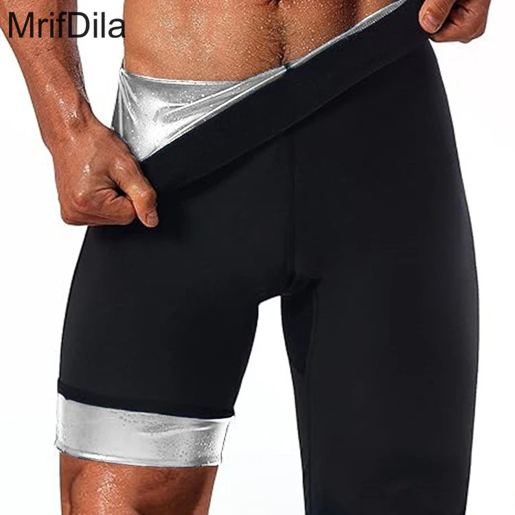 MrifDila Sauna Sweat Short Pants Men\'s Hot Thermo Sauna Leggings Compression High Waist Pants Fat Burning Body Shaper Sauna Suit