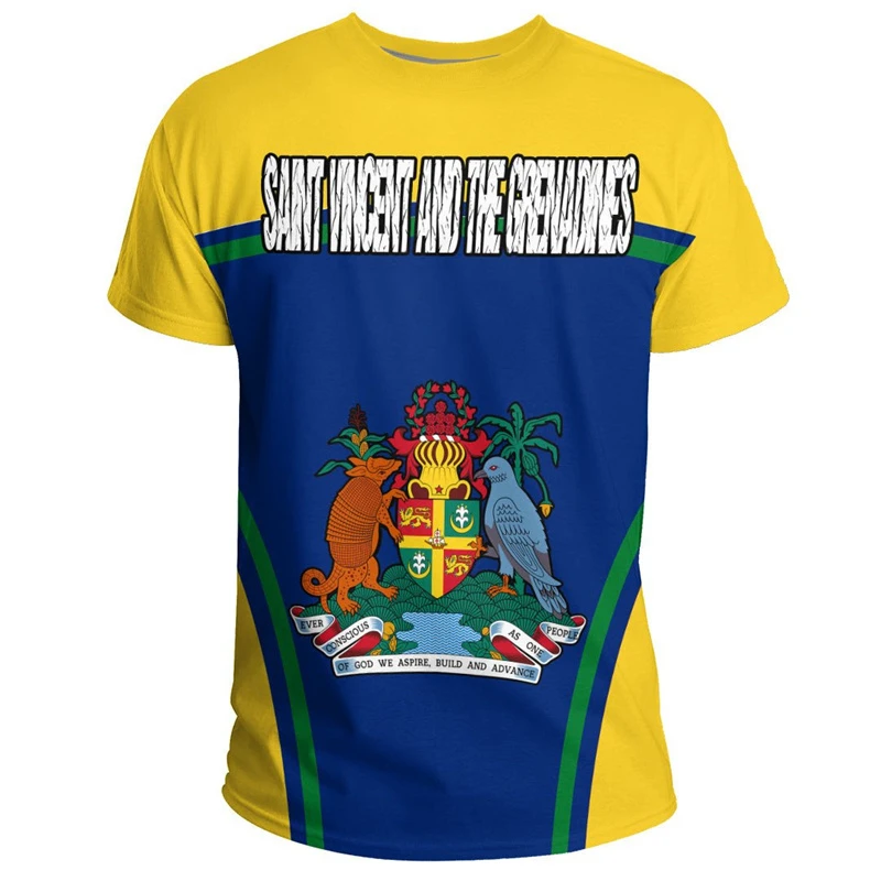 

Saint Vincent And The Grenadines Flag Graphic Football T Shirts Summer Casual O Neck 3D Printed T-shirts Loose Breathable Tees