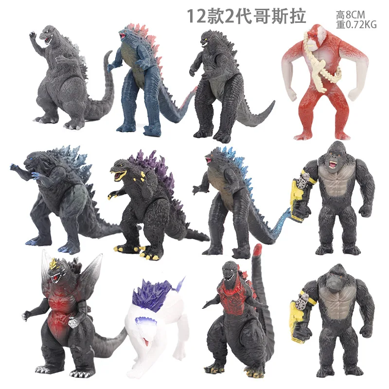 Godzilla Vs. King Kong Evolution King of Monsters PVC Statue Action Figurine Desk Collectible Anime Model Toys Figures Gift 8CM