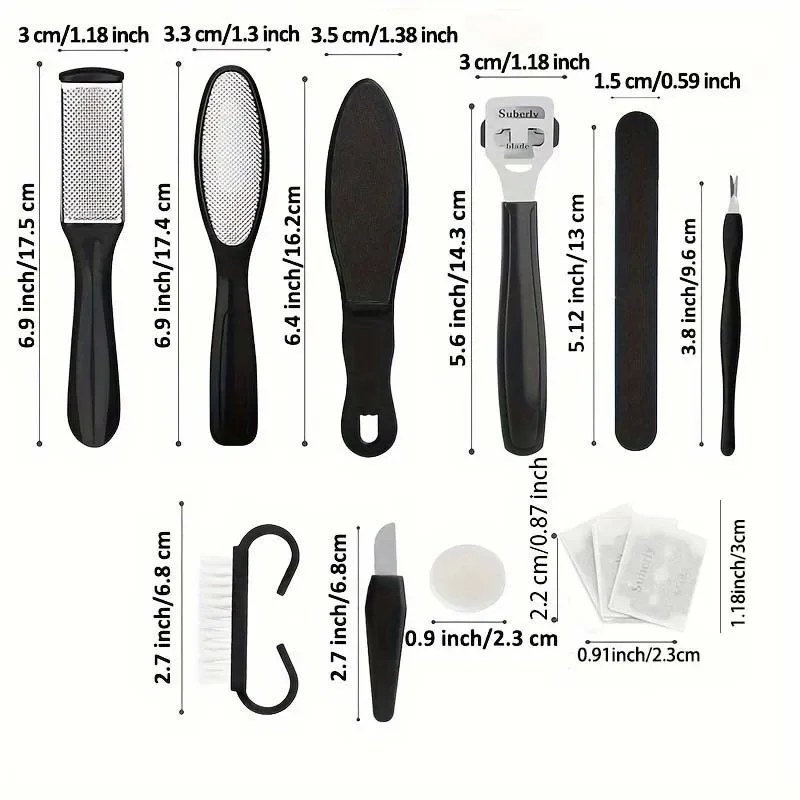 Foot Repair Kit, Foot File Set 8/10 in 1, Professional Nail Art, Nail Foot Spa Care Tool, Double-sided File Scraper