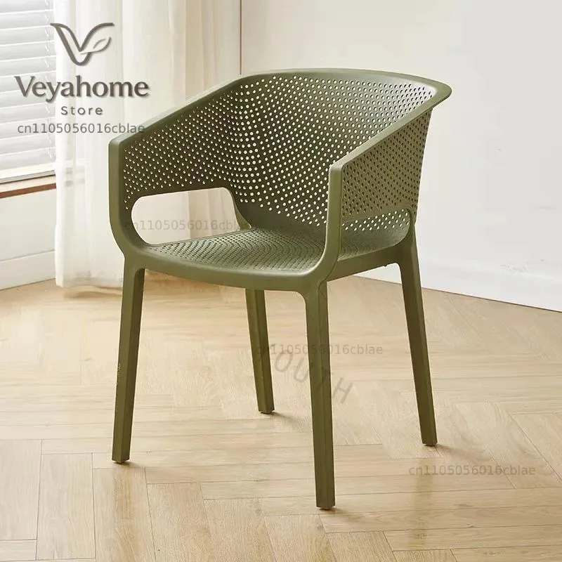 Plastic Chairs Can Be Stacked Home Thick Dining Chair Nordic Restaurant Armrest Chair Modern and Simple كراسي حديقة  Chairs