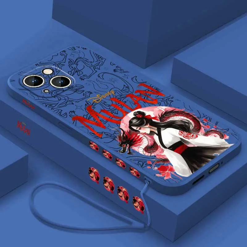 Disney mulan bonito para samsung galaxy a35 a40 41 42 50 51 52 53 54 55 60 70 71 72 73 56 36 capa de telefone com corda esquerda líquida