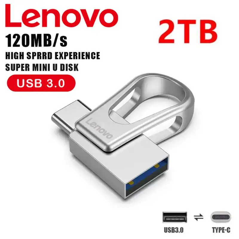 Original Lenovo USB Flash Drive 2TB USB 3.0 Waterproof High Speed USB Stick Portable SSD 512GB Metal Pendrive U Disk USB Memory