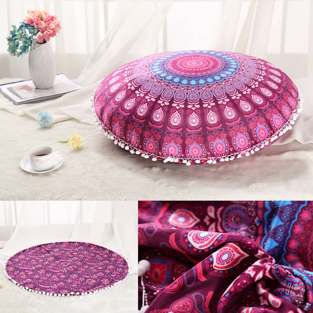 

Velvet Round Cushion Cover, Sofa Decorative Pillow Case, Home Decor, Room Decoration, Chair Pillowcases, Mandala Boho, 45, 75cm