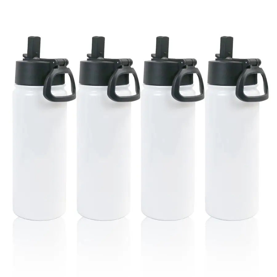 

Pack Sublimation Blank Tumbler White Sports Water Bottles 18 OZ Wide Mouth Stainless Steel Vacuum Flask with Spout Lid for Tumbl