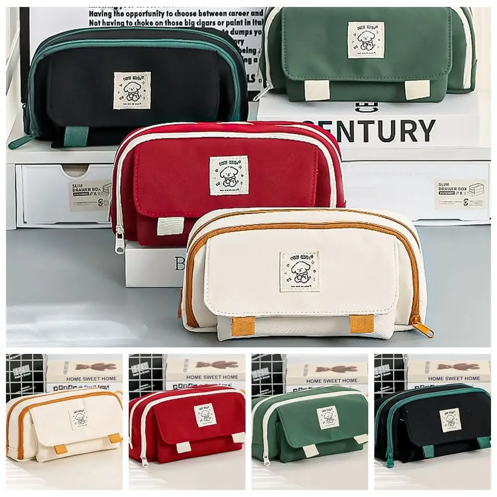 

Cosmetic Pouch Aesthetic Pencil Bag Desktop Organizer Minimalism Pen Pencil Cases Canvas Large Capacity Stationery Pouch