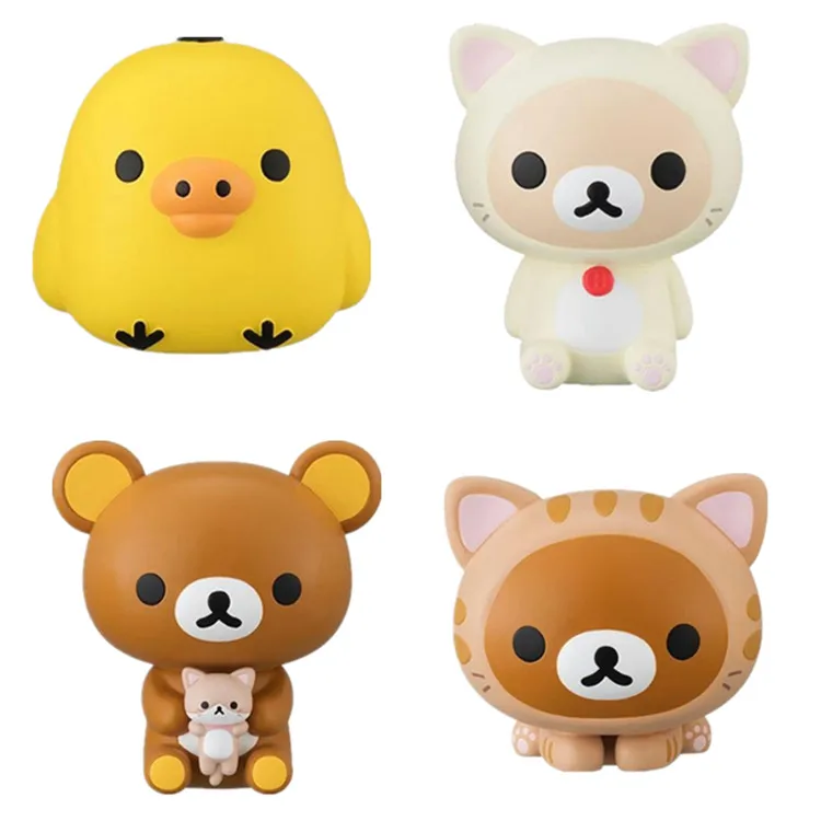 BANDAI Rilakkuma Action Figures Model Kiiroitori Honey Tea Bear Cow Milk Bear Little Bear Gashapon Peripheral Products Original