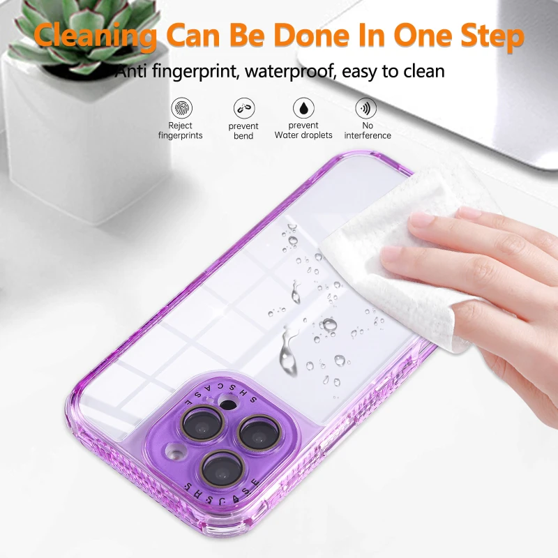 Luxury Hard PC Solid Color Borders+Transparent Soft TPU 3-in-1 Phone Case For iPhone 16 Pro Max E 14 13 15 Pro Max Bumper Cover