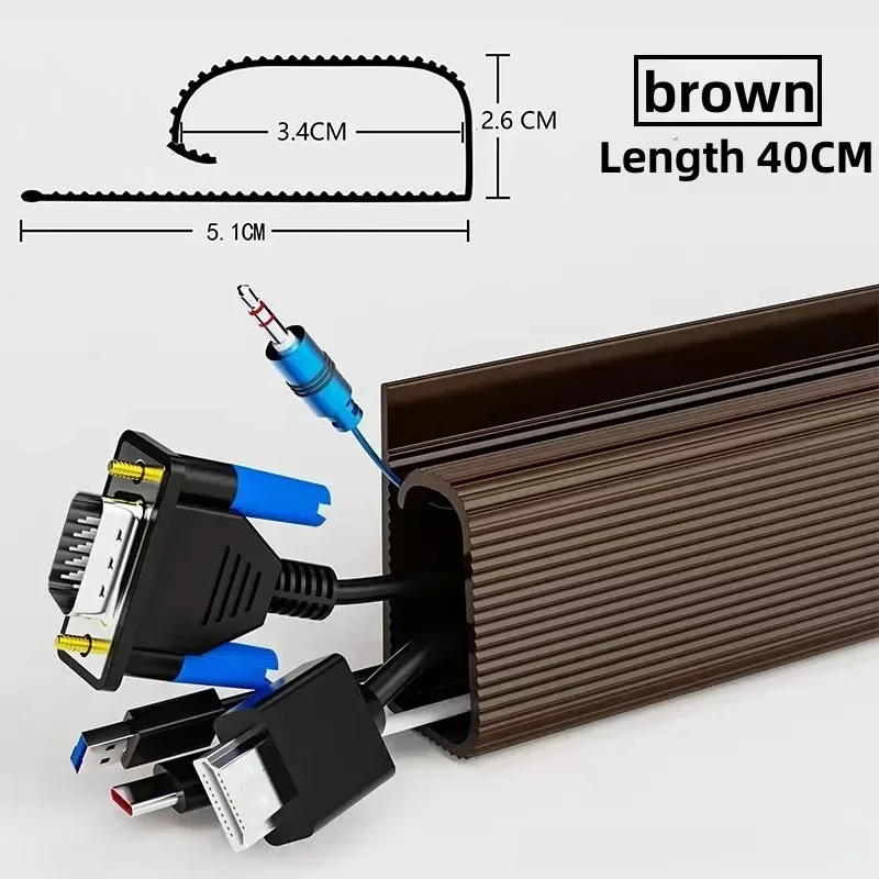 1pc Self Adhesive Under Desk Cable Management Tray Power Wire Hider Strip Cord Holder No Drilling Wire Organizer Cable Raceway