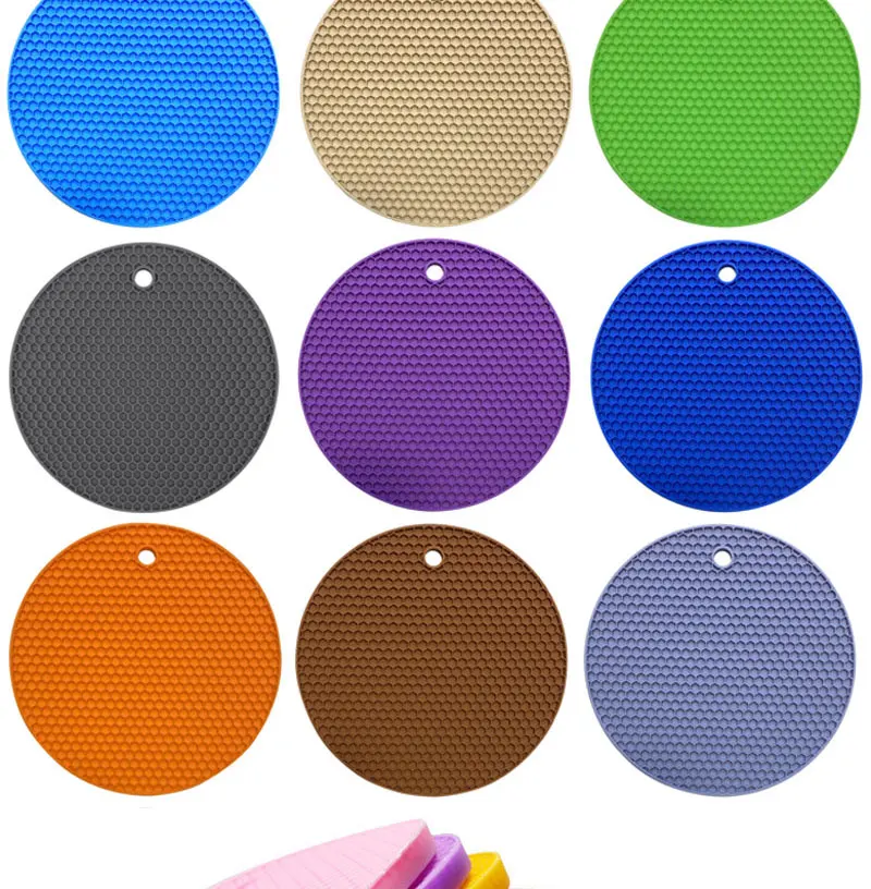 18cm Runde Silikon-Tischmatte Extra Dickes Tischset Offene Wabenstruktur Rutschfest Hitzebeständig Untersetzer für Kaffeebecher – Detail 6