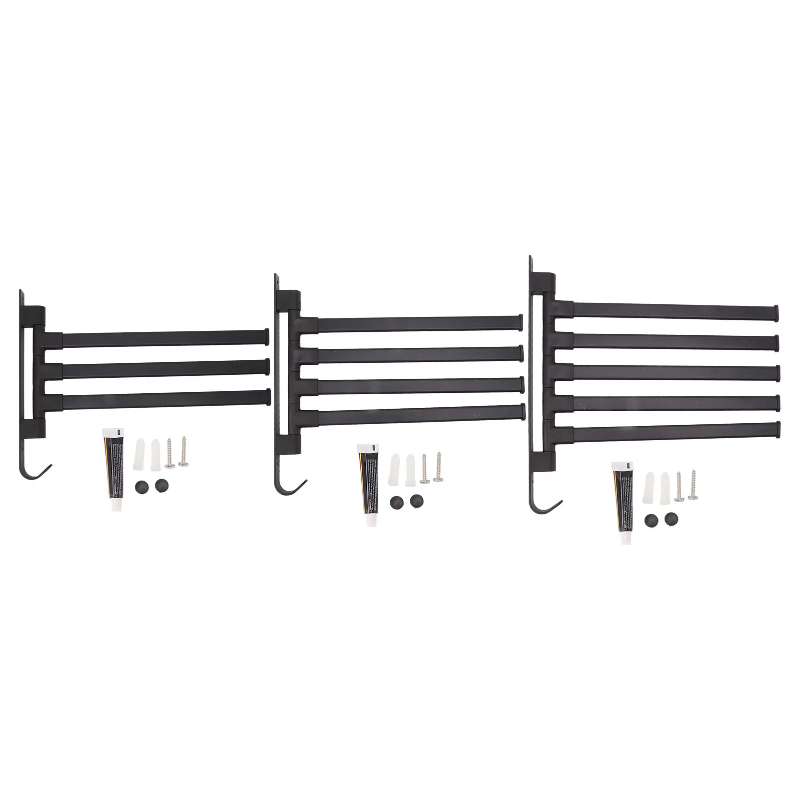 

1Pc Black Swivel Towel Bar Punch Free Bathroom Towel Rack Wall Mounted Bathroom Corner Hanging Rod