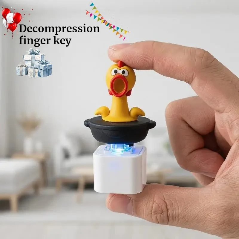 Screaming Chicken Keyboard Toy Keychain Finger Button Decompression Toys with Lights.