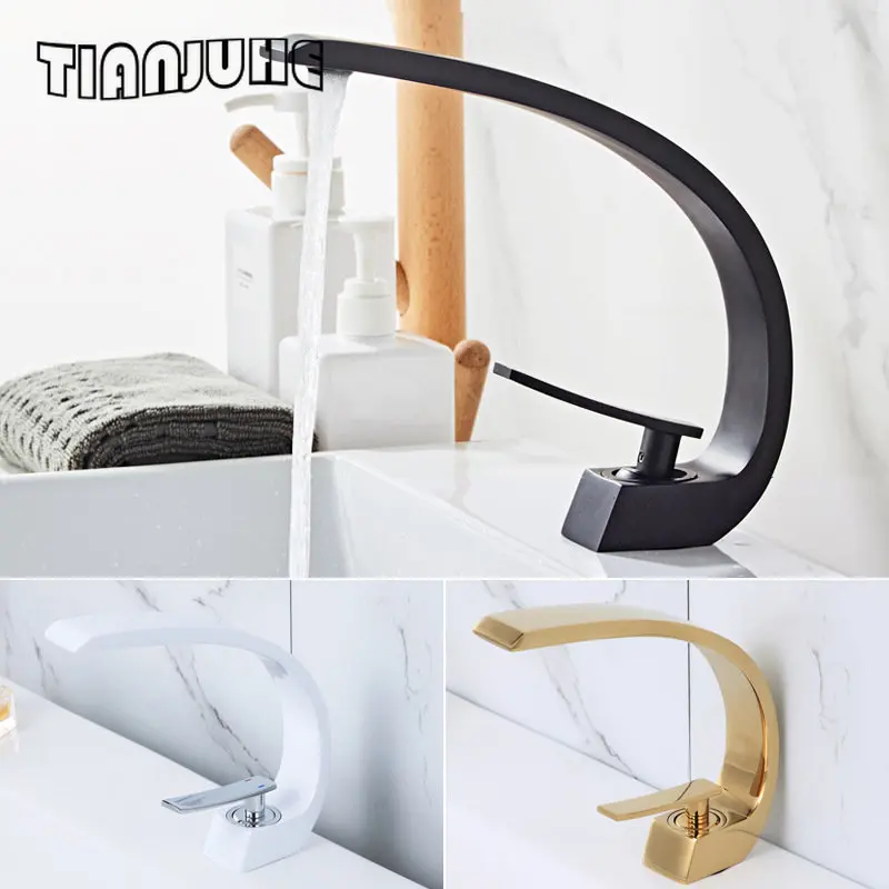 Bathroom Sink Faucet with Supply Hose Unique Design Single Handle Single Hole Lavatory Faucet Basin Mixer Tap Commercial