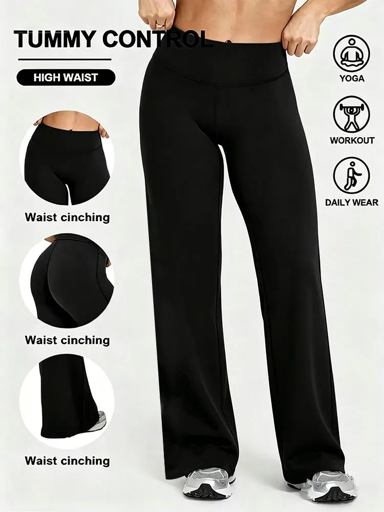 

Женские повседневные брюки прямого кроя с эффектом второй кожи, мягкие, облегающие, широкие, для йоги, бега, спортзала, активного фитнеса, спортивные джинсы (Новинка)