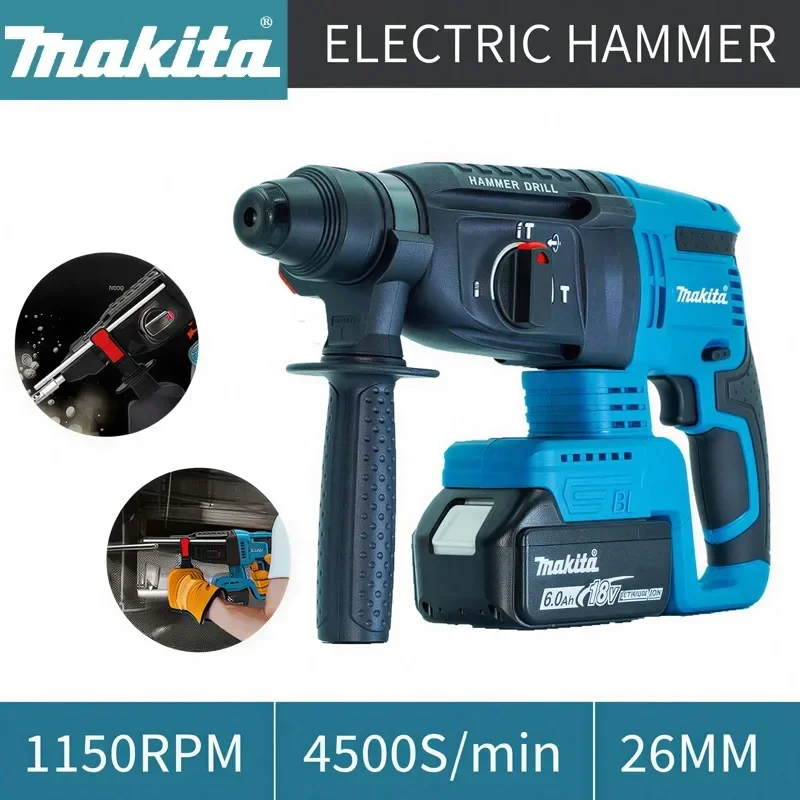 Makita Original 26MM Akku-Bohrhammer Bürstenloser Elektrohammer 18V Lithium-Batterie Kabellose Bohrmaschine für Makita 18V Elektrowerkzeuge