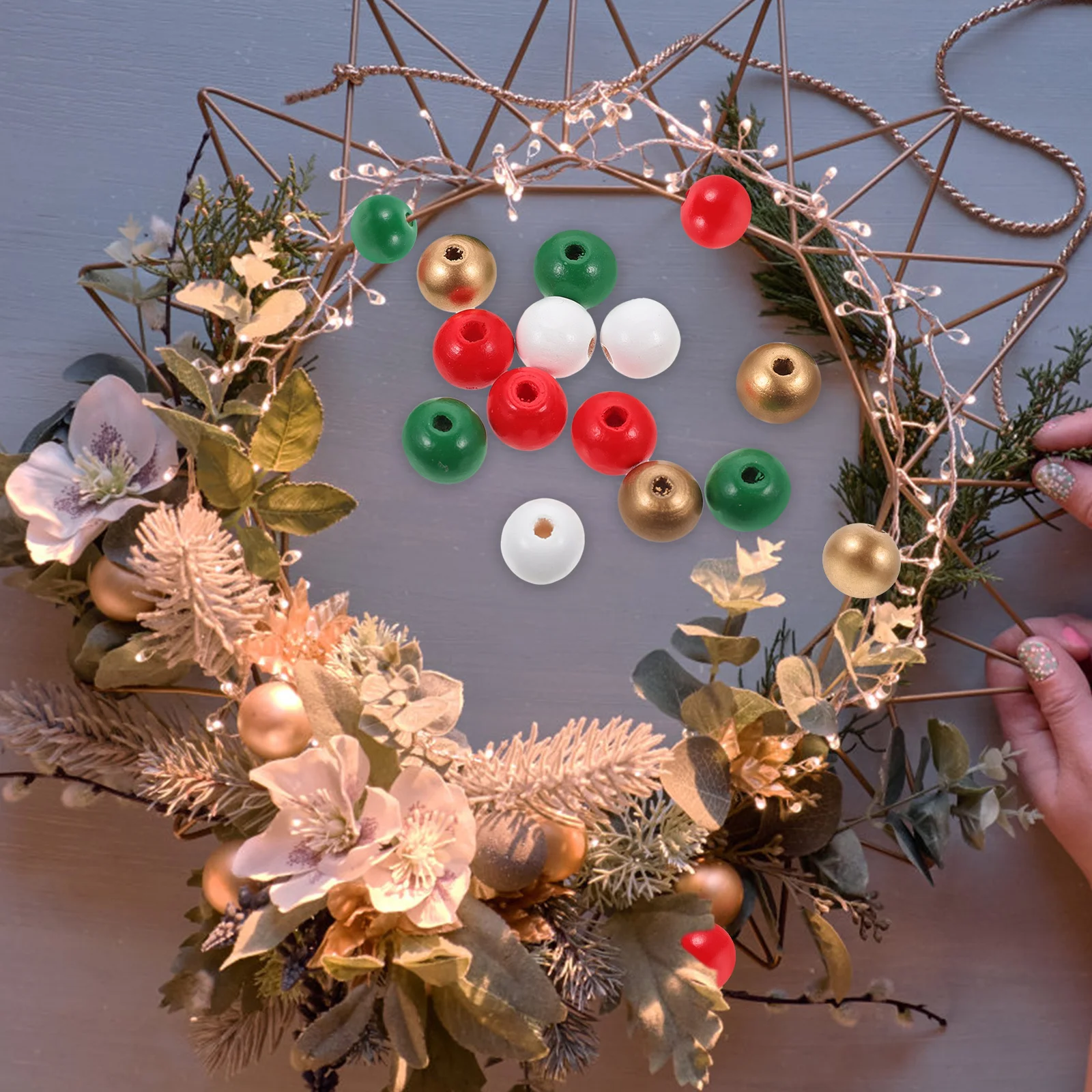 

100Pcs Wooden Loose Beads for DIY Jewelry Making Round Wood Beads Craft Supplies Bracelet Necklace Dream Catcher Garland Decor