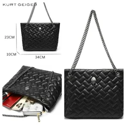 KURT GEIGER Luxury Brand High-Quality Designer Replica Retro Eagle Head Large Capacity Black Handbags for Women