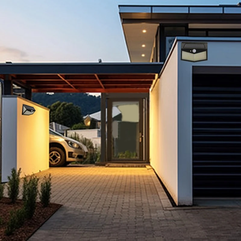 Luces solares impermeables para exteriores Luz solar ABS Luces de movimiento solares ultrabrillantes de 3 modos (500Lm)