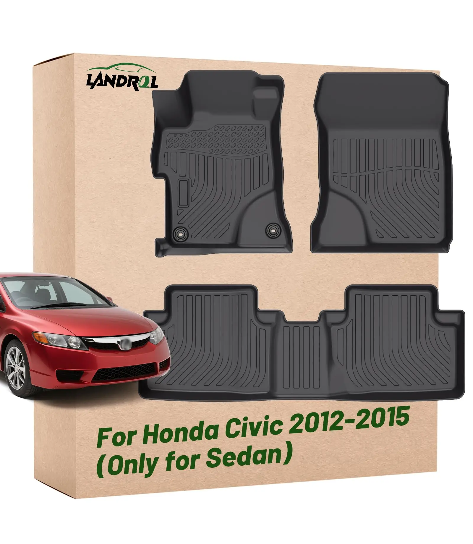 

Car Floor Mats For Honda Civic Sedan 2012-2015 Custom Fit All Weather TPE Waterproof Durable